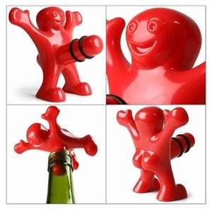 NIB Happy Man funny red bottle wine stopper